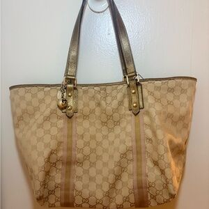 Gucci Beige Tote with Gold Accents